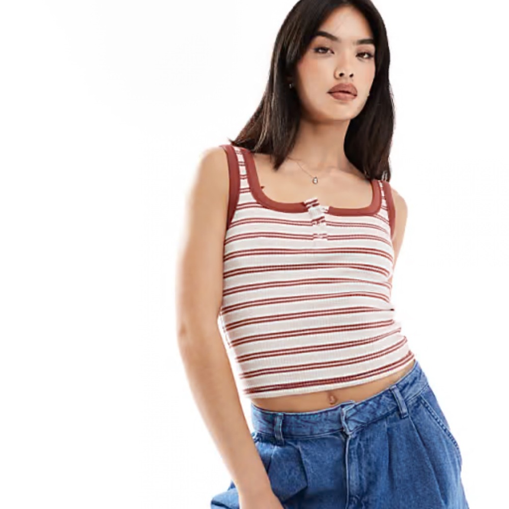 Striped Red and Cream Tank Top